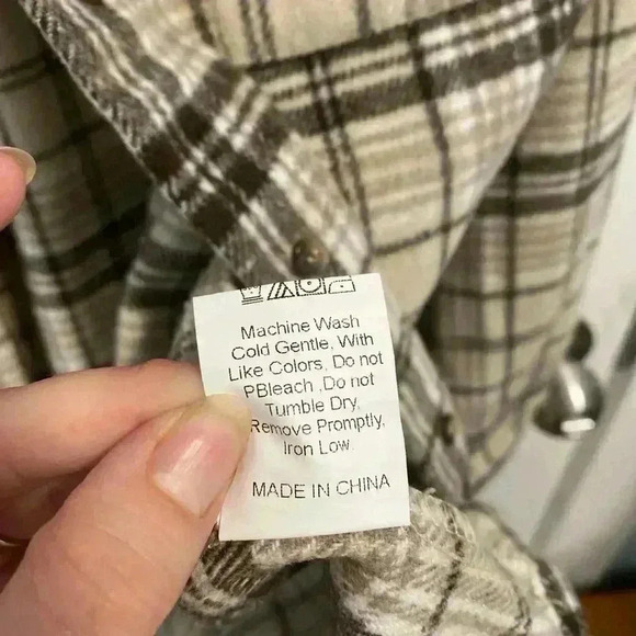 Princess Polly Plaid Flannel Shirt Shacket Sz 2 Brown Cream Layering Fall Staple - Picture 5 of 10
